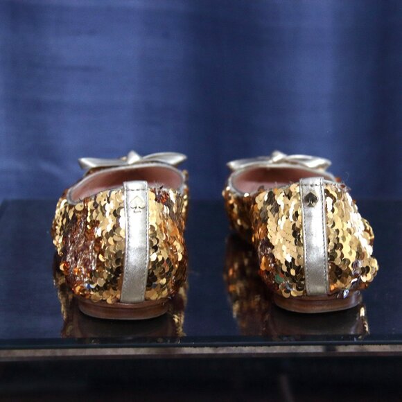 Kate Spade New York Emma Pointed-Toe Bow Ballerina Sequin Flats 8.5 - Picture 2 of 4